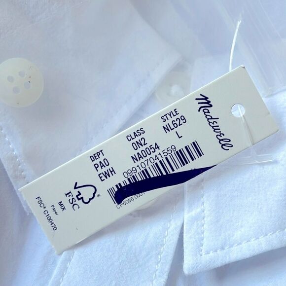 Madewell NWT Signature Poplin Hartfield Crop Shirt Cotton Size Large in Eyelet - Picture 7 of 8